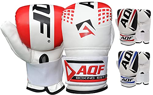 AQF Saco De Boxeo Guantes Boxeo, Cuero Guantes De Boxeo, Manoplas Boxeo Guantes MMA Kick Boxing, Muay Thai, Karate Boxeo Entrenamiento Guantes UFC Sparring (Rojo)