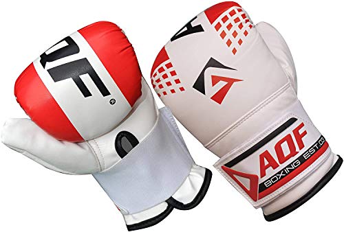 AQF Saco De Boxeo Guantes Boxeo, Cuero Guantes De Boxeo, Manoplas Boxeo Guantes MMA Kick Boxing, Muay Thai, Karate Boxeo Entrenamiento Guantes UFC Sparring (Rojo)