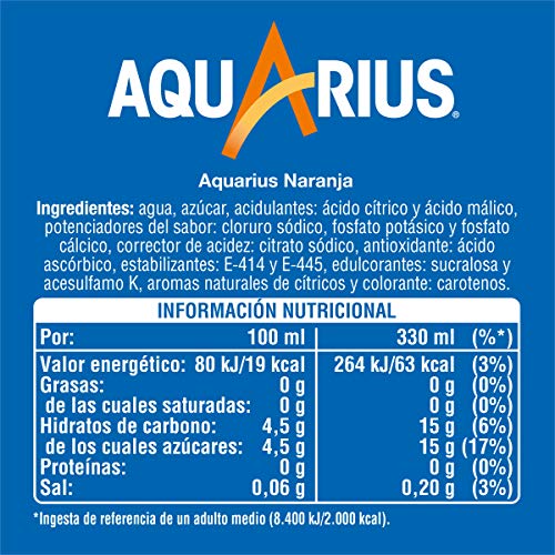 Aquarius Naranja Lata - 330 ml (Pack de 9)