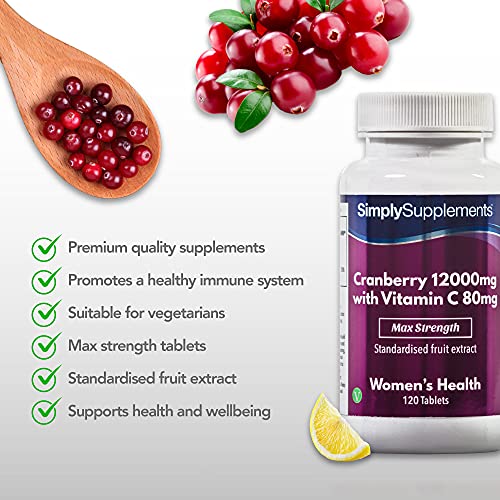 Arándanos 12.000 mg con vitamina C 80 mg - ¡Bote para 4 meses! - Apto para veganos - 120 comprimidos - SimplySupplements