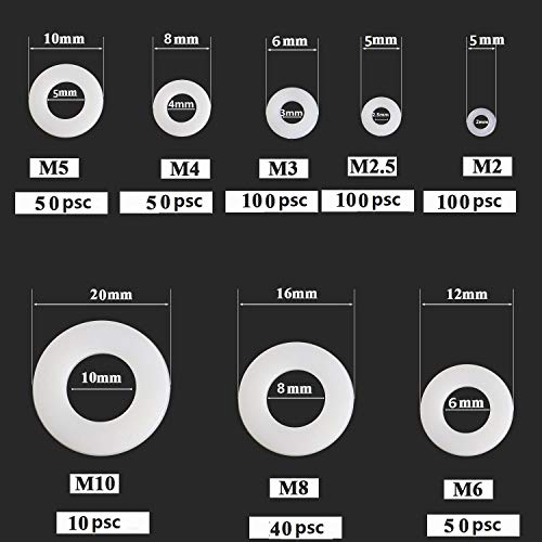 Arandelas de plastico M2 M2.5 M3 M4 M5 M6 M8 M10 Arandela Nylon plana 500 Piezas