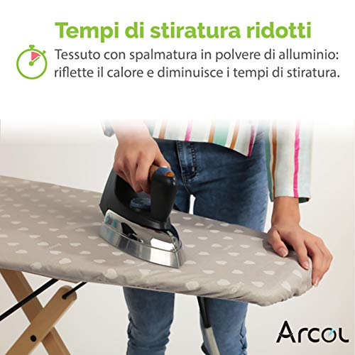 ARCOL Funda de repuesto elástica compatible con ASSE de planchado Foppapedretti fabricada en Italia, funda de tabla de planchar 100% algodón (manta, beige)