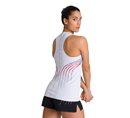 ARENA Camiseta de Tirantes para Mujer A-One, Color Blanco y Rojo Fluorescente, XS