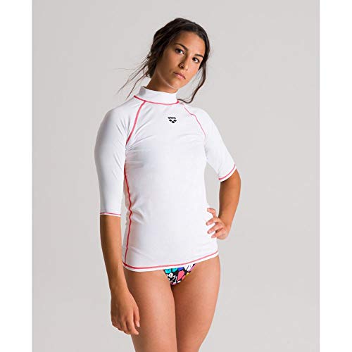 ARENA Damen Sonnenschutz Shirt Rash Camiseta, Mujer, Blanco, Medium