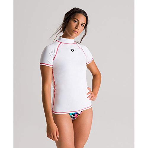 ARENA Damen Sonnenschutz Shirt Rash Camiseta, Mujer, Blanco, Medium