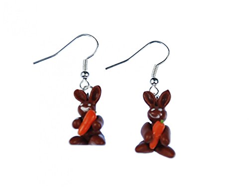 Aretes Miniblings pendientes ejo de ejozanahoria marron - Me pendientes joyería hecha a mano demoda pendientes pta