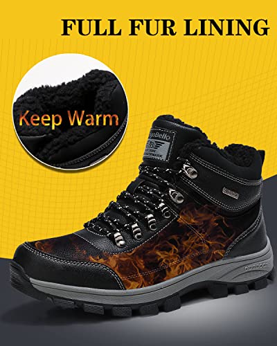 ARRIGO BELLO Hombre Botas Botines Zapatos Invierno Botas de Nieve Cálido Fur Forro Aire Libre Boots Urbano Senderismo Esquiar Caminando 41-46(W Negro, Numeric_43)