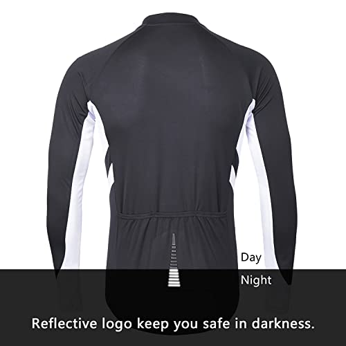 ARSUXEO Maillot de Ciclismo para Hombre Camisa de Manga Larga con Cremallera Completa y Bolsillos 6030 Gris Oscuro XL