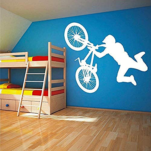 Art Stunt Bike Bicicleta Pegatina de pared para niños Adolescentes Niño Dormitorio Calcomanía Sala de juegos Cool Wallpaper Bikestore Wall Decoración para el hogar 66x56cm