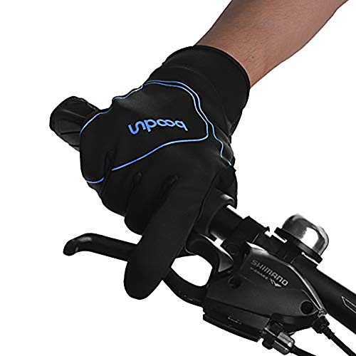 ARTOP Guantes Ciclismo Térmico Guantes MTB Impermeable de Bicicleta Bici con Dedos Completos Pantalla Táctil para Hombre Otoño Invierno(Azul,XL)