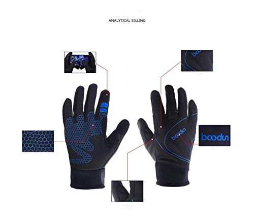 ARTOP Guantes Ciclismo Térmico Guantes MTB Impermeable de Bicicleta Bici con Dedos Completos Pantalla Táctil para Hombre Otoño Invierno(Azul,XL)