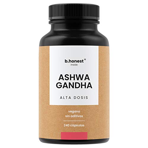 Ashwagandha - 240 cápsulas, alta dosis con 1950 mg por dosis diaria (650 mg por cápsula) - Bufera india - Producto vegano, probado en laboratorio y fabricado en Alemania