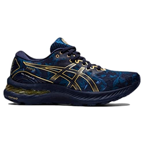 ASICS Nimbus 23 - Zapatillas de running para mujer, Midnight Pure Gold, 38 EU