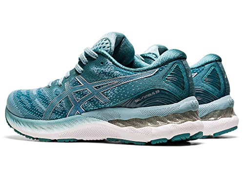 ASICS Zapatillas de running Gel-Nimbus 23 para mujer, azul (Azul ahumado/Plata pura), 39.5 EU