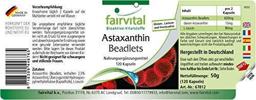 Astaxantina 45mg natural - Altamente dosificado - 120 cápsulas - microencapsulado en perlas AstaPure® - ¡Calidad Alemana garantizada!