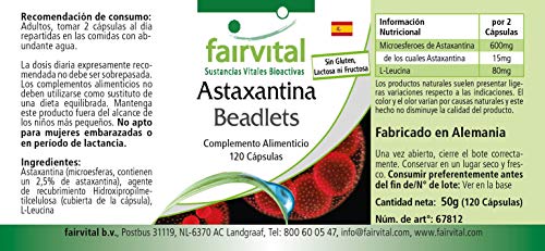 Astaxantina 45mg natural - Altamente dosificado - 120 cápsulas - microencapsulado en perlas AstaPure® - ¡Calidad Alemana garantizada!