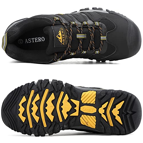 ASTERO Zapatillas Trekking Hombre Zapatos Senderismo Transpirable Bajos Botas de Montaña Antideslizantes AL Aire Libre Sneakers Apto Todas Estaciones Tamaño 41-46(Negro, Numeric 43)