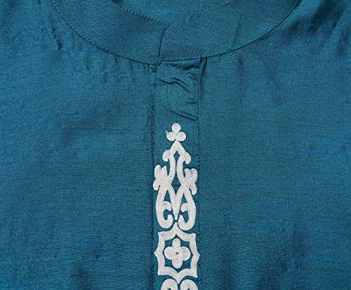 Atasi Camisa de Cuello Doble Kurta Azul Doble de Para Hombres Indumentaria Casual-XXX-Large