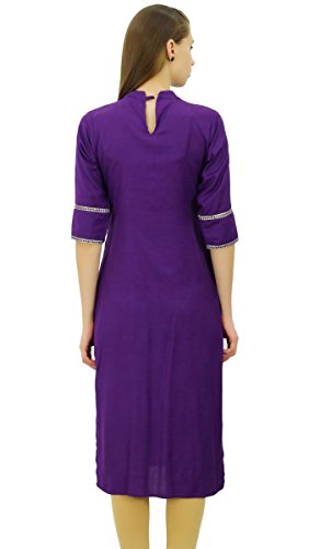 Atasi Conjunto Recto de Algodon Purpura para Mujer Confeccionado con Indumentaria India-58