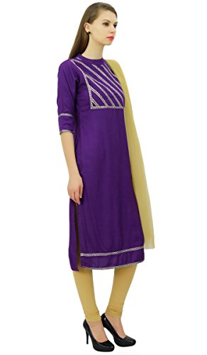 Atasi Conjunto Recto de Algodon Purpura para Mujer Confeccionado con Indumentaria India-58