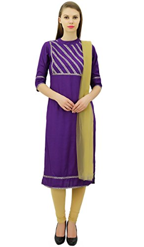 Atasi Conjunto Recto de Algodon Purpura para Mujer Confeccionado con Indumentaria India-58