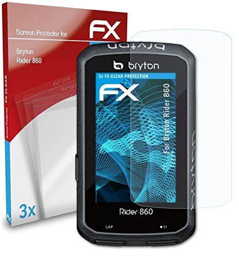 atFoliX Lámina Protectora de Pantalla Compatible con Bryton Rider 860 Película Protectora, Ultra Transparente FX Lámina Protectora (3X)