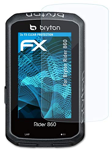 atFoliX Lámina Protectora de Pantalla Compatible con Bryton Rider 860 Película Protectora, Ultra Transparente FX Lámina Protectora (3X)