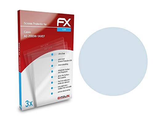 atFoliX Lámina Protectora de Pantalla Compatible con Casio AE-2000W-1AVEF Película Protectora, Ultra Transparente FX Lámina Protectora (3X)