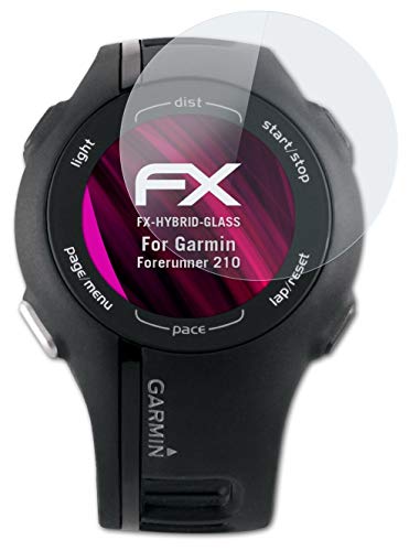 atFoliX Lámina Protectora de plástico Cristal Compatible con Garmin Forerunner 210 Película Vidrio, 9H Hybrid-Glass FX Protector Pantalla Vidrio Templado de plástico