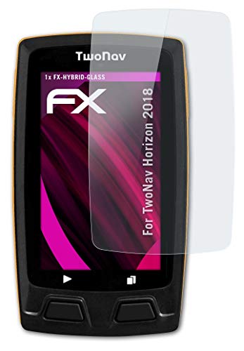 atFoliX Lámina Protectora de plástico Cristal Compatible con TwoNav Horizon 2018 Película Vidrio, 9H Hybrid-Glass FX Protector Pantalla Vidrio Templado de plástico