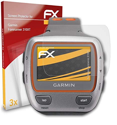 atFoliX Película Protectora Compatible con Garmin Forerunner 310XT Lámina Protectora de Pantalla, antirreflejos y amortiguadores FX Protector Película (3X)