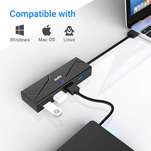 atolla Hub USB 3.0, 4 Puertos USB Hub de Datos de 5Gbps, Multi USB Hub con Diseno de Cable Plegable para PC, Portátiles, admite Windows 10, 8, 7, Vista, XP, Mac OS, Linux