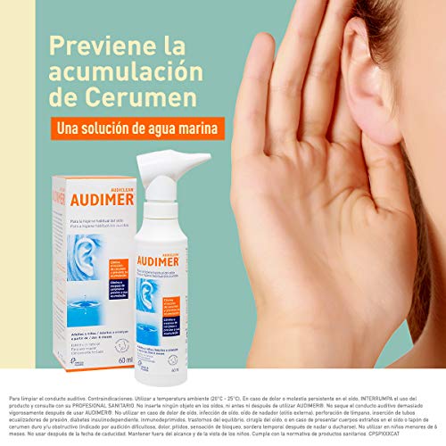 Audimer Spray Higiene Habitual del Oído Elimina Exceso de Cera y Previene la Acumulación de Cerumen Apto Uso Diario, 60 ml