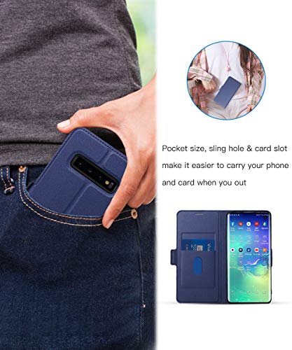 Aunote Fundas Samsung Galaxy S10,Funda Samsung S10 Libro,Carcasa S10 con Cierre Magnético,Tarjetero y Suporte, Capa Plegable Cartera,Flip Folio Phone Cover Case,Tipo Étui Piel,PU TPU Protección.Azul