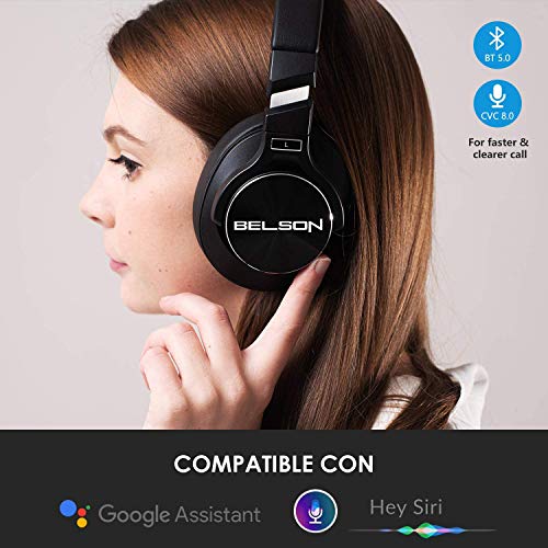 Auriculares Inalámbricos con Cancelación Activa de Ruido ANC Bluetooth 5.0 BSA-75ANC Color Negro | Chip CSR, Micrófono HD con CVC8.0 | De 30 a 40 Horas de reproducción y Carga en 2 Horas.