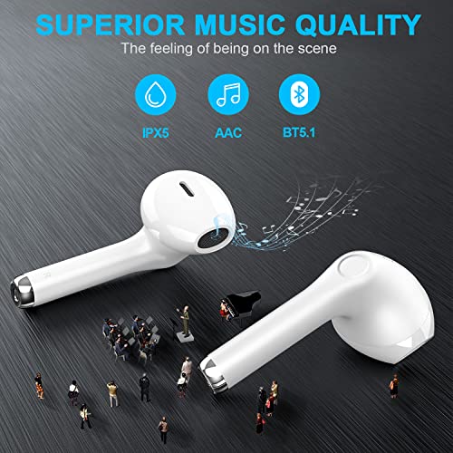 Auriculares Inalámbricos, yobola Auriculares Bluetooth 5.1 HiFi Estéreo, Cascos Inalambricos Bluetooth con Control Táctil, Micrófono Incorporado, IPX5 Deportivos, para Xiaomi Samsung iPhone Huawei