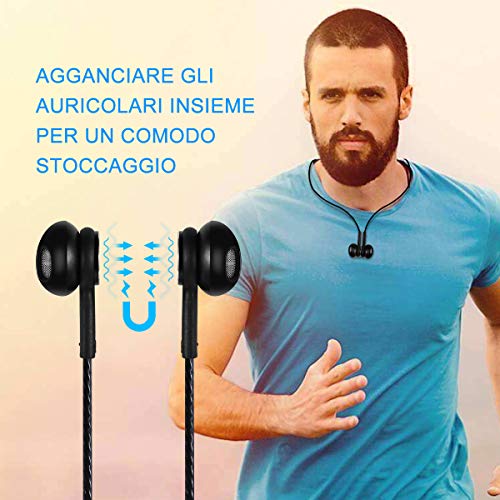 Auriculares intraurales magnéticos, resistentes a la corrosión, aislamiento acústico, alta definición, graves potentes, puerto jack de 3,5 mm, color negro