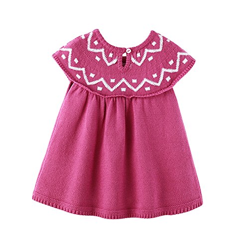 Auro Mesa - Vestido - trapecio - para bebé niña rojo Rosa Roja