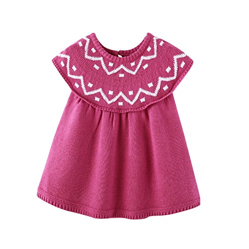 Auro Mesa - Vestido - trapecio - para bebé niña rojo Rosa Roja