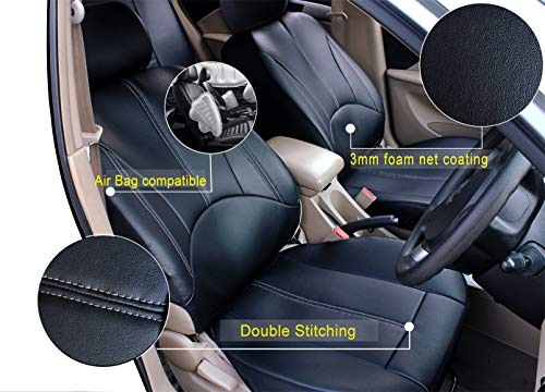 AUTO HIGH Juegos de Fundas para Asientos de Coche Universales, Cubiertas de Asiento de Auto de Cuero Artificial, Protector para Asientos Delanteros y Traseros de Automóviles Negro #1