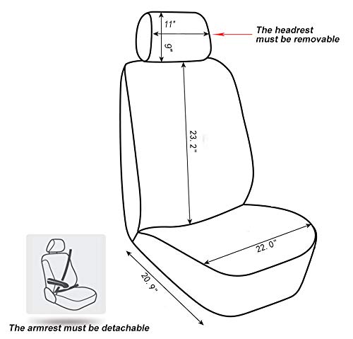 AUTOYOUTH Cubiertas de asiento delantero del coche auto cubierta del asiento del cubo automotriz ajuste universal cubierta de la silla del coche cubierta del asiento asiento - gris