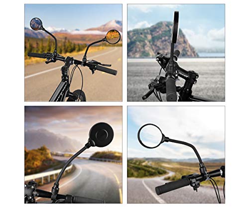 auvstar Espejo Retrovisor Bicicleta,Espejos de Bicicleta/Ciclismo,Manillar Giratorio Ajustable Montado Plástico Espejo Convexo para Mountain Road Bike E-Bike Xiaomi Mijia M365 Patinetes Eléctricos