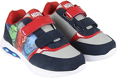 Avengers Zapatillas Deportivas para Niños, Zapatos con Luces, Deportivas Ligeras, Cierre de Velcro Fácil, Regalo para Niños, Talla EU 24