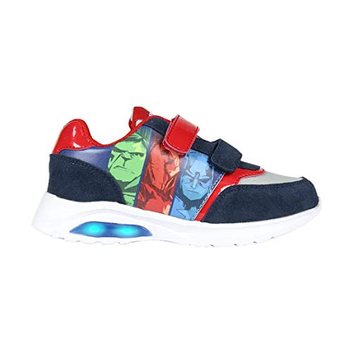 Avengers Zapatillas Deportivas para Niños, Zapatos con Luces, Deportivas Ligeras, Cierre de Velcro Fácil, Regalo para Niños, Talla EU 24