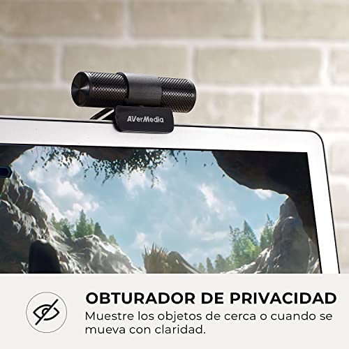 AVerMedia Live Streamer WEBCAM 313: Full HD 1080p, dos micrófonos incorporados, pestaña de seguridad y giro 360º, óptimo teletrabajo, videoconferencias