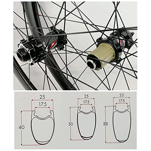 AWJ Juego de Ruedas de Bicicleta de Carretera de ciclocross de Freno de Disco 700C, Rueda de Bicicleta de Borde de Grasa Abierta de Fibra de Carbono 7 8 9 10 11 12 velocidades 15100MM Rueda