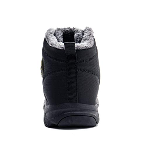 Axcone Hombre Mujer Botas de Nieve Invierno Aire Libre Trekking Zapatos Impermeable Antideslizante Calientes Botines Planas Negro 42EU