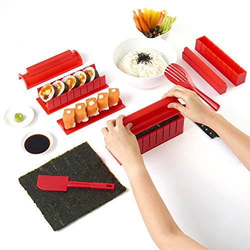 AYA Kit para Hacer Sushi - Equipo para Hacer Sushi Edición Cuchillo de Sushi y Tutoriales en Video Online - Set de Sushi de 11 Piezas - Fácil y Divertido - Rollitos de Maki.