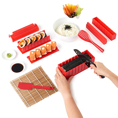 AYA Kit para Hacer Sushi - Equipo para Hacer Sushi Edición Cuchillo de Sushi y Tutoriales en Video Online - Set de Sushi de 11 Piezas - Fácil y Divertido - Rollitos de Maki.