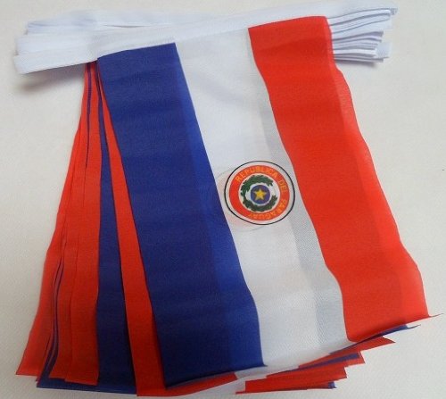 AZ FLAG Guirnalda 6 Metros 20 Banderas de Paraguay 21x15cm - Bandera PARAGUAYA 15 x 21 cm - BANDERINES